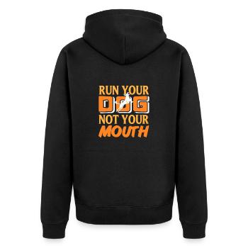 Run Your Dog Not Your Mouth Retro Funny Dog - Unisex Premium Organic Zip Hoodie - black - Back - Nico (187cm)