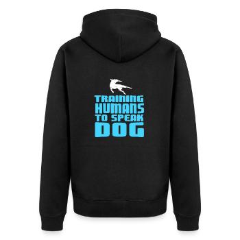 Training Humans To Speak Dog Cool Retro Dog - Unisex Premium Organic Zip Hoodie - black - Back - Nico (187cm)