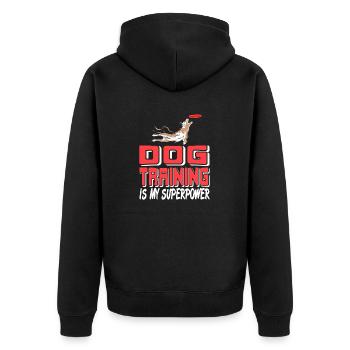 Dog Training Is My Superpower Cool Retro Designs - Unisex Premium Bio Zip Hoodie - Schwarz - Hinten - Nico (187cm)