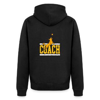 Retro Vintage COACH Cool Dog Trainer T-Shirt - Unisex Premium Organic Zip Hoodie - black - Back - Nico (187cm)