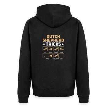 Holländischer Schäferhund Dutch Shepherd - Unisex Premium Bio Zip Hoodie - Schwarz - Hinten - Nico (187cm)