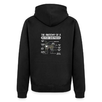 Holländischer Schäferhund Dutch Shepherd - Unisex Premium Bio Zip Hoodie - Schwarz - Hinten - Nico (187cm)
