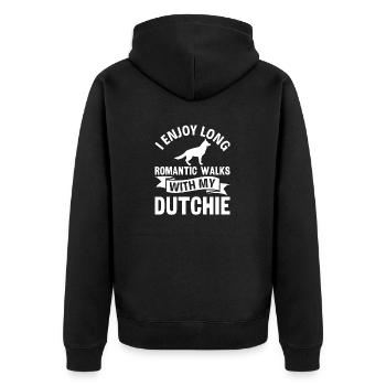 Holländischer Schäferhund Dutch Shepherd - Unisex Premium Bio Zip Hoodie - Schwarz - Hinten - Nico (187cm)