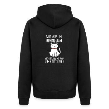 Motif de propriétaire de chat esclave pour les fans de chats - Veste à capuche bio Premium Unisexe - noir - Dos - Nico (187cm)