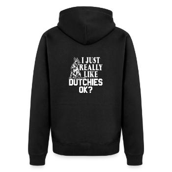 Holländischer Schäferhund Dutch Shepherd - Unisex Premium Bio Zip Hoodie - Schwarz - Hinten - Nico (187cm)