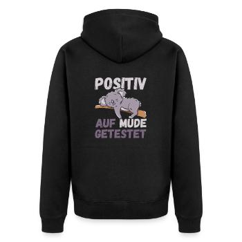 Positiv auf Müde getestet Koalas Fun - Unisex Premium Bio Zip Hoodie - Schwarz - Hinten - Nico (187cm)