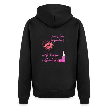 Pinky Lady Friends BF - Unisex Premium Organic Zip Hoodie - black - Back - Nico (187cm)