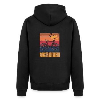 KUNSTRADFAHREN Cool Retro Vintage Art Cycling - Unisex Premium Bio Zip Hoodie - Schwarz - Hinten - Nico (187cm)