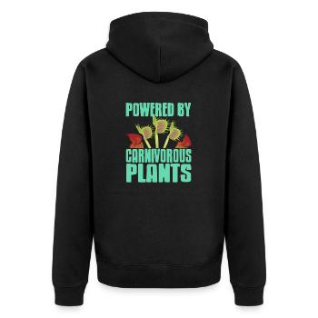 Powered By Carnivorous Plants Retro Vintage - Unisex Premium Organic Zip Hoodie - black - Back - Nico (187cm)