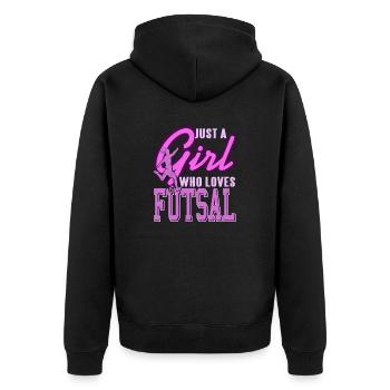 Just A Girl Who Loves Futsal Awesome Futsal Player - Unisex Premium Organic Zip Hoodie - black - Back - Nico (187cm)