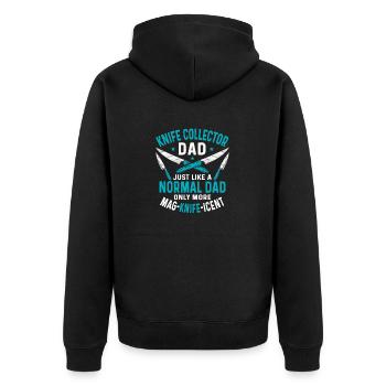 Metzgermesser Messer Messersammler - Unisex Premium Bio Zip Hoodie - Schwarz - Hinten - Nico (187cm)