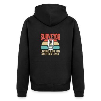 Landvermessung Kartograph Landvermesser - Unisex Premium Bio Zip Hoodie - Schwarz - Hinten - Nico (187cm)