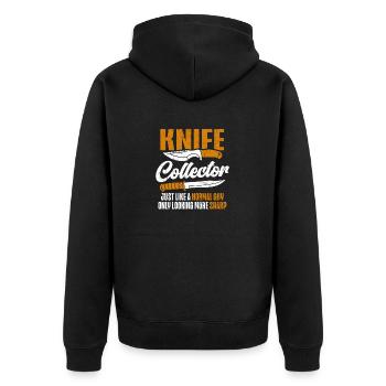Metzgermesser Messer Messersammler - Unisex Premium Bio Zip Hoodie - Schwarz - Hinten - Nico (187cm)
