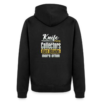Metzgermesser Messer Messersammler - Unisex Premium Bio Zip Hoodie - Schwarz - Hinten - Nico (187cm)