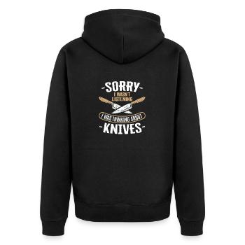 Metzgermesser Messer Messersammler - Unisex Premium Bio Zip Hoodie - Schwarz - Hinten - Nico (187cm)