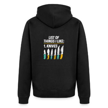 Metzgermesser Messer Messersammler - Unisex Premium Bio Zip Hoodie - Schwarz - Hinten - Nico (187cm)