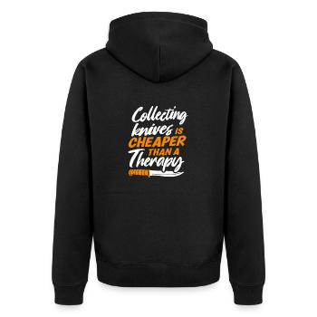 Metzgermesser Messer Messersammler - Unisex Premium Bio Zip Hoodie - Schwarz - Hinten - Nico (187cm)