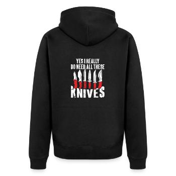 Metzgermesser Messer Messersammler - Unisex Premium Bio Zip Hoodie - Schwarz - Hinten - Nico (187cm)
