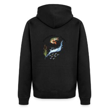 Ich würde lieber fischen gehen - Unisex Premium Bio Zip Hoodie - Schwarz - Hinten - Nico (187cm)