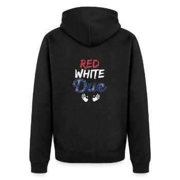 Red White Due Awesome Patriotic T-Shirt - Unisex Premium Bio Zip Hoodie - Schwarz - Hinten - Nico (187cm)