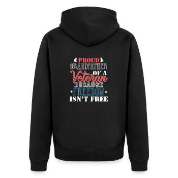 Proud Grandfather Of A Veteran Awesome Retro - Unisex Premium Bio Zip Hoodie - Schwarz - Hinten - Nico (187cm)