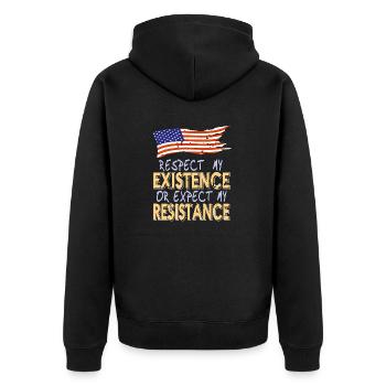 Respectez mon existence ou attendez-vous à ma résistance rétro - Veste à capuche bio Premium Unisexe - noir - Dos - Nico (187cm)