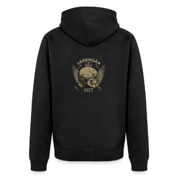 Geburtstag Legendär Seit 1977 Geschenk - Unisex Premium Bio Zip Hoodie - Schwarz - Hinten - Nico (187cm)