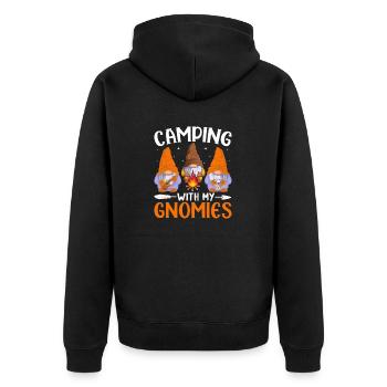 4 Camping with my gnomies - Unisex Premium Organic Zip Hoodie - black - Back - Nico (187cm)