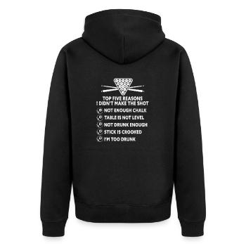 Snooker Pool Billard - Unisex Premium Bio Zip Hoodie - Schwarz - Hinten - Nico (187cm)