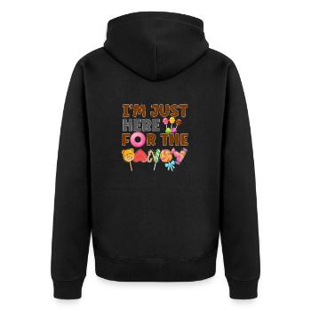 Ich bin nur hier für das Candy Funny Halloween Geschenk - Unisex Premium Bio Zip Hoodie - Schwarz - Hinten - Nico (187cm)