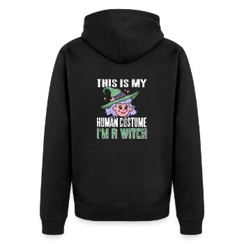 My Human Costume I'm A Witch Retro Halloween - Unisex Premium Bio Zip Hoodie - Schwarz - Hinten - Nico (187cm)