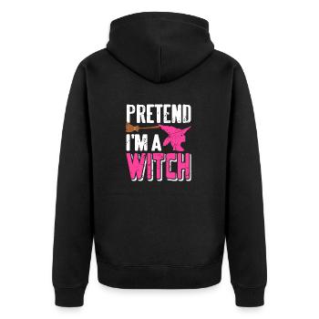 Pretend I'm A Witch Retro Funny Witch Halloween - Unisex Premium Bio Zip Hoodie - Schwarz - Hinten - Nico (187cm)