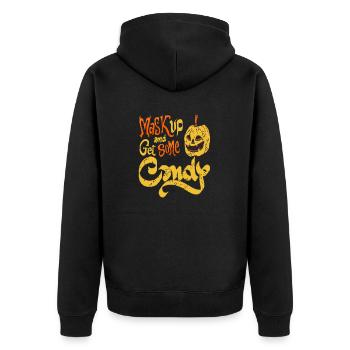 Mask Up & Get Some Candy Retro Halloween Pumpkin - Unisex Premium Organic Zip Hoodie - black - Back - Nico (187cm)