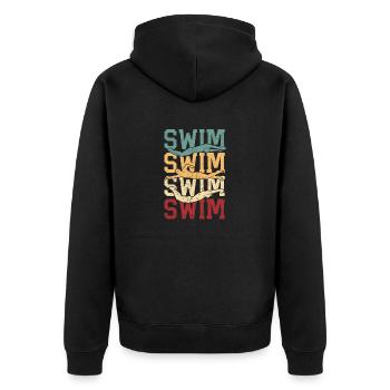Retro Vintage Schwimmen Lustige Schwimmer - Unisex Premium Bio Zip Hoodie - Schwarz - Hinten - Nico (187cm)
