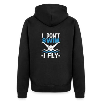 Schwimmer Schwimmen Schmetterling Wassersport Ich - Unisex Premium Bio Zip Hoodie - Schwarz - Hinten - Nico (187cm)