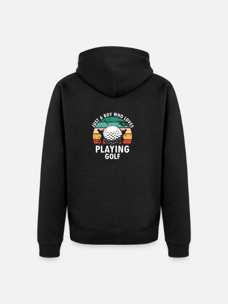 Just A BOY Who Loves Playing Golf Retro Golfer - Premium økologisk unisex-hættejakke - sort