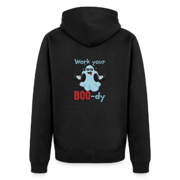 Funny Fitness Spirit - Travaillez votre corps - Boody - Veste à capuche bio Premium Unisexe - noir - Dos - Nico (187cm)