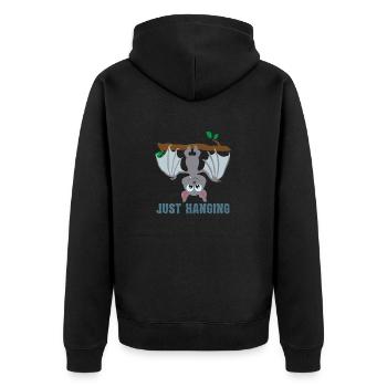 Halloween Niedliche Fledermaus hängt ab Tierchen - Unisex Premium Bio Zip Hoodie - Schwarz - Hinten - Nico (187cm)