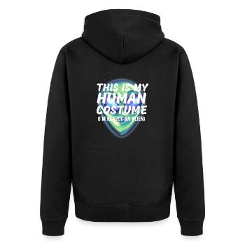 Das ist mein menschliches Kostüm Ich bin wirklich ein Alien Funny - Unisex Premium Bio Zip Hoodie - Schwarz - Hinten - Nico (187cm)