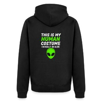 Das ist mein menschliches Kostüm Ich bin wirklich ein Alien Funny - Unisex Premium Bio Zip Hoodie - Schwarz - Hinten - Nico (187cm)