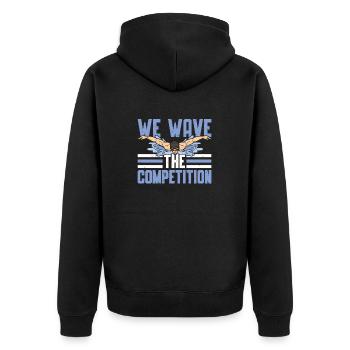 Schwimmen Schwimmer We Have The Competition - Unisex Premium Bio Zip Hoodie - Schwarz - Hinten - Nico (187cm)
