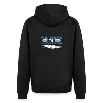 Schwimmen Schwimmer We Have The Competition - Unisex Premium Bio Zip Hoodie - Schwarz - Hinten - Nico (187cm)