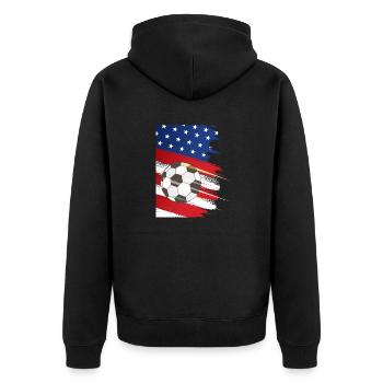 Amerikanische Fußballmannschaft, Fußball - Unisex Premium Bio Zip Hoodie - Schwarz - Hinten - Nico (187cm)