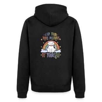 Süßes Misanthropen Katzen Motiv für Katzenbesitzer - Unisex Premium Bio Zip Hoodie - Schwarz - Hinten - Nico (187cm)