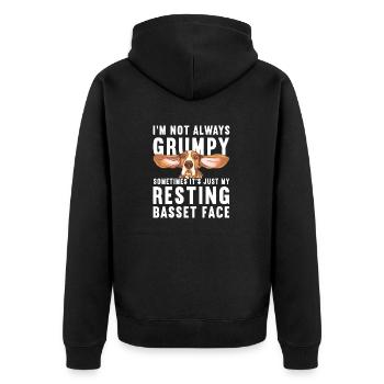 Basset Hound Geschenk - Unisex Premium Bio Zip Hoodie - Schwarz - Hinten - Nico (187cm)