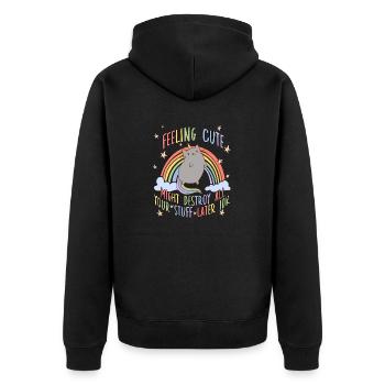 Cat saying for cat owners rainbow - Unisex Premium Organic Zip Hoodie - black - Back - Nico (187cm)