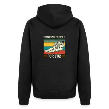 BJJ Brazilian Jiu-Jitsu - Unisex Premium Organic Zip Hoodie - black - Back - Nico (187cm)