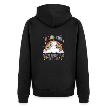 Cat Owners Cat Fans Funny Cats - Unisex Premium Organic Zip Hoodie - black - Back - Nico (187cm)