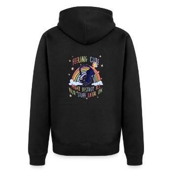 Cat Owner Rainbow Unicorn Cat Owner - Unisex Premium Organic Zip Hoodie - black - Back - Nico (187cm)