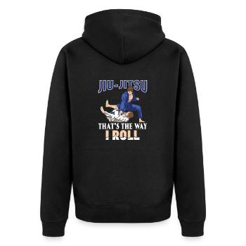BJJ Brazilian Jiu-Jitsu - Unisex Premium Organic Zip Hoodie - black - Back - Nico (187cm)